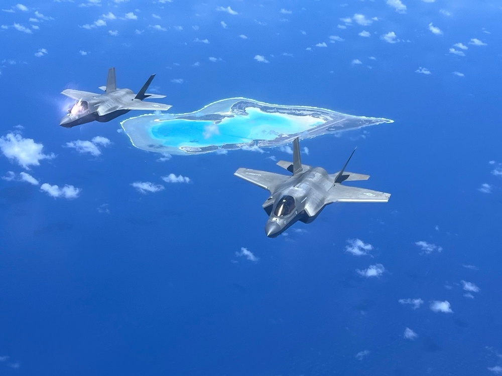 F-35B Lightning IIs fly over Wake Island