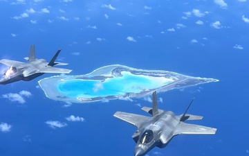 F-35B Lightning IIs fly over Wake Island