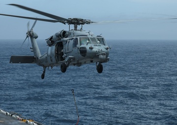 USS Iwo Jima and HSC-26 Conduct Vertical Replenishment Training