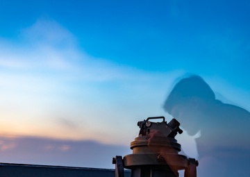 USS Gridley Sailor Uses Alidade