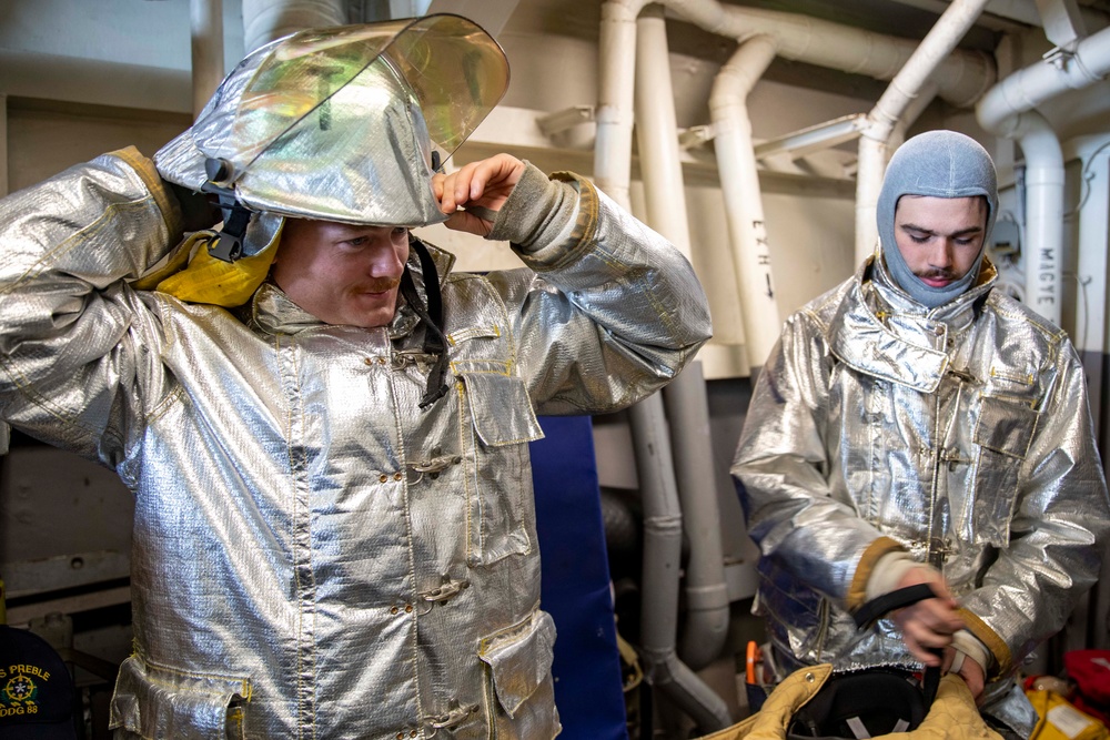 USS Preble Conducts Crash and Salvage Drill