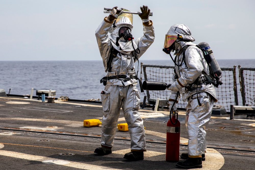 USS Preble Conducts Crash and Salvage Drill
