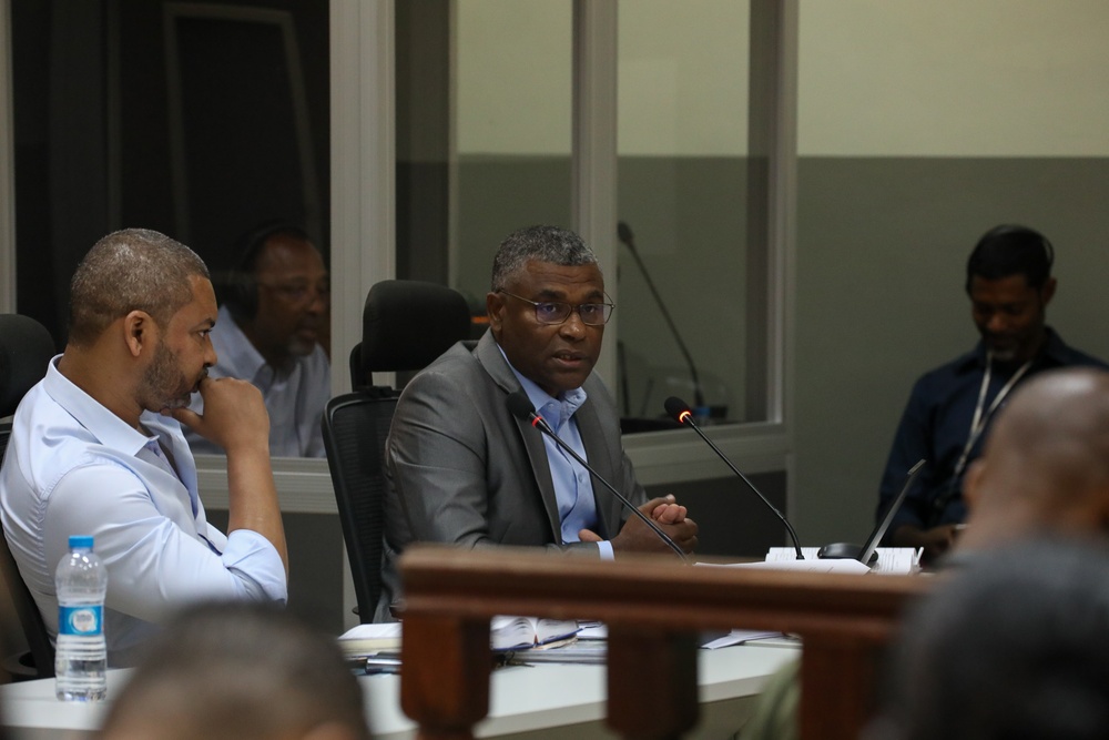 Legal Participants Conduct a Court Simulation During Obangame Express 2025
