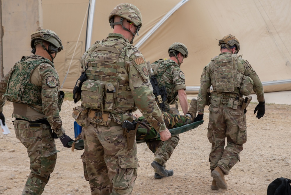 Coalition Forces Conduct Base Defense Exercise at AAAB