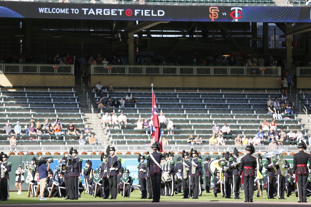 Norway's His Majesty the King's Band and Drill Team preform at Target Field