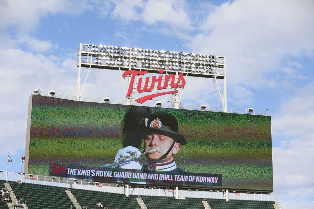 Norway's His Majesty the King's Band and Drill Team preform at Target Field