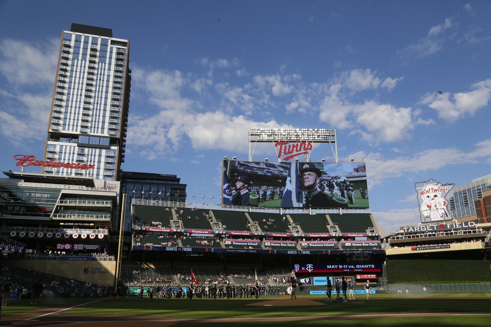 Norway's His Majesty the King's Band and Drill Team preform at Target Field