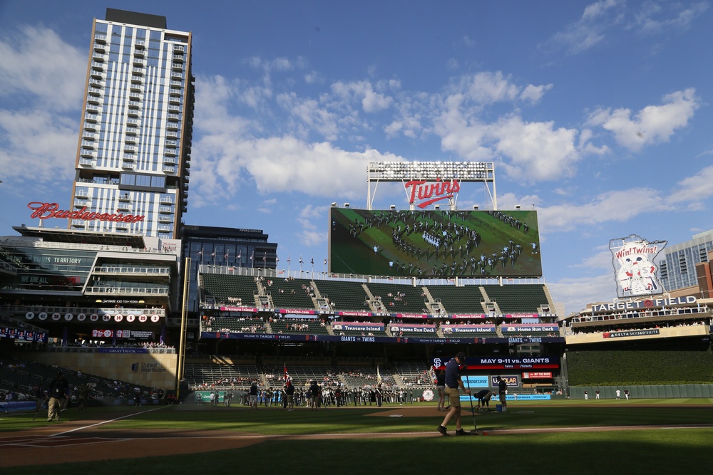 Norway's His Majesty the King's Band and Drill Team preform at Target Field