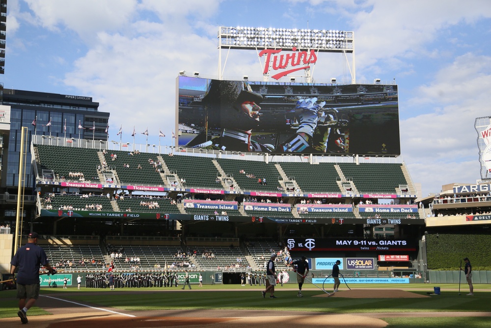 Norway's His Majesty the King's Band and Drill Team preform at Target Field