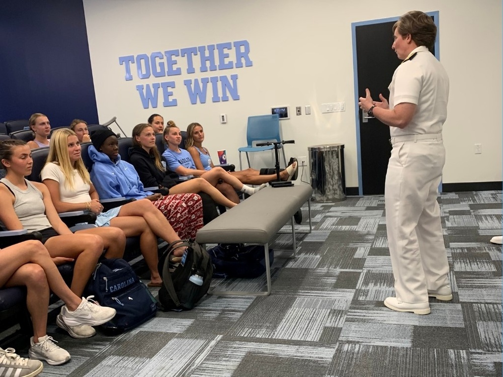 NAVSUP WSS Commander, Former UNC Soccer Standout, Visits Alma Mater