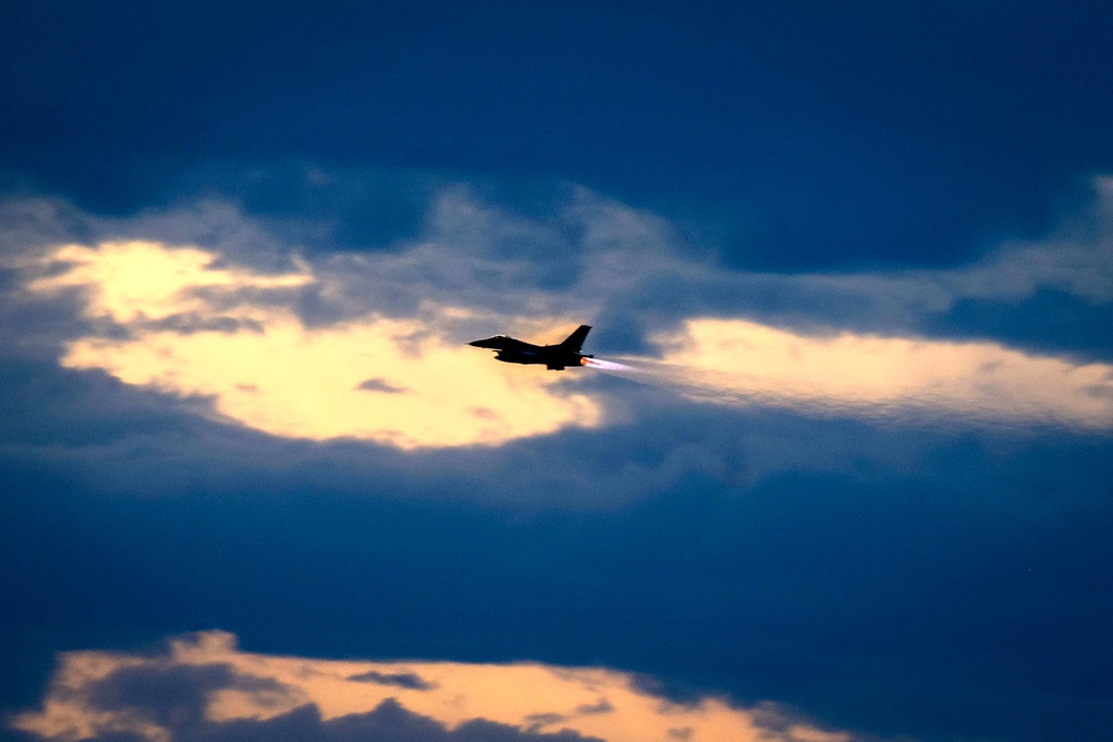 54 FG F-16 Fighter Pilots Conduct Routine Night Ops