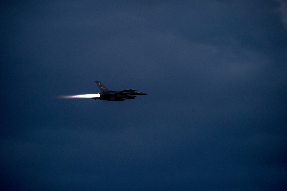 54 FG F-16 Fighter Pilots Conduct Routine Night Ops