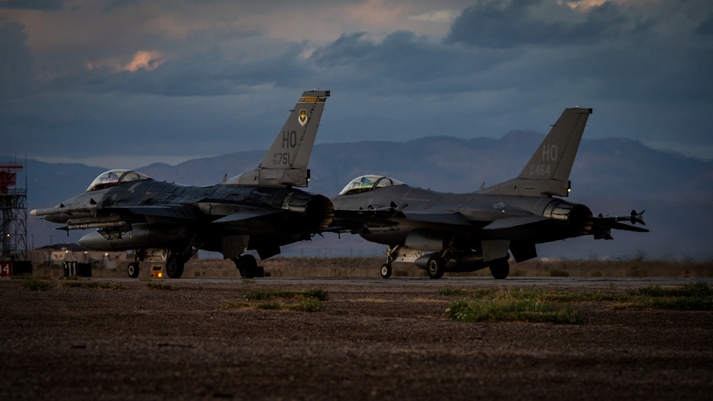 54 FG F-16 Fighter Pilots Conduct Routine Night Ops