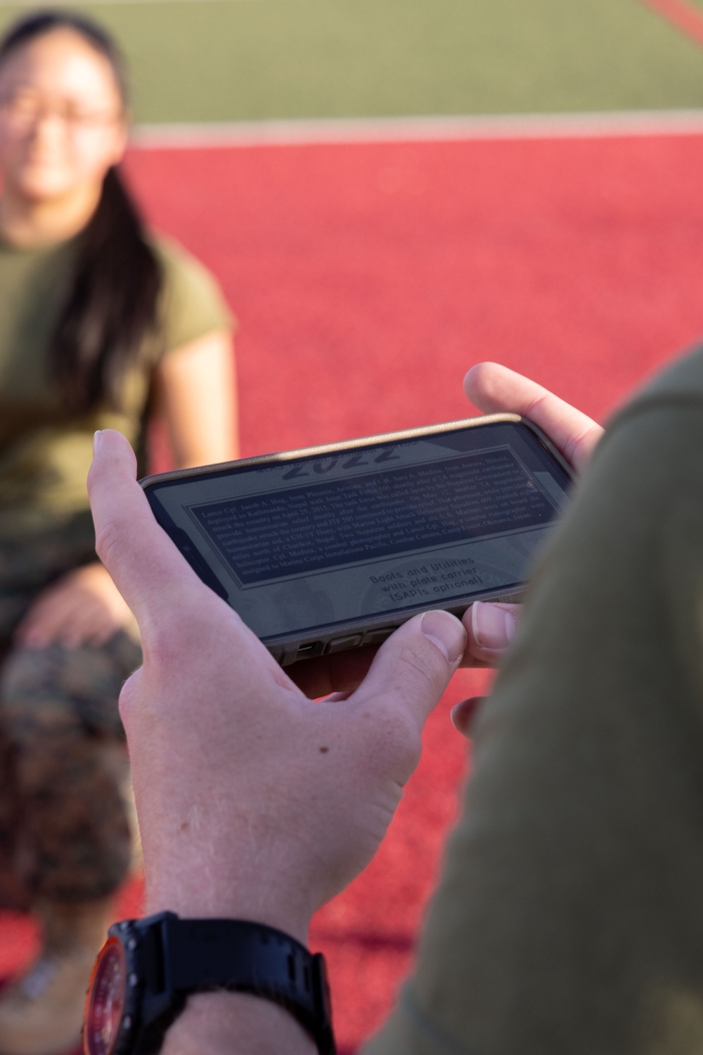 The Combat Center COMMSTRAT conducts PT in honor of LCpl Hug and Cpl Medina
