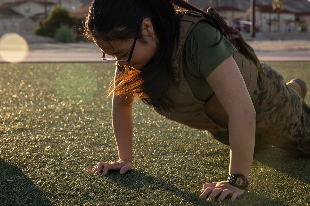 The Combat Center COMMSTRAT conducts PT in honor of LCpl Hug and Cpl Medina