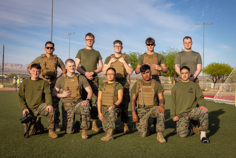The Combat Center COMMSTRAT conducts PT in honor of LCpl Hug and Cpl Medina