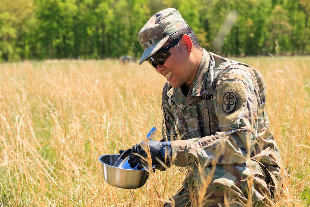 Soil sample collection at field training exercise