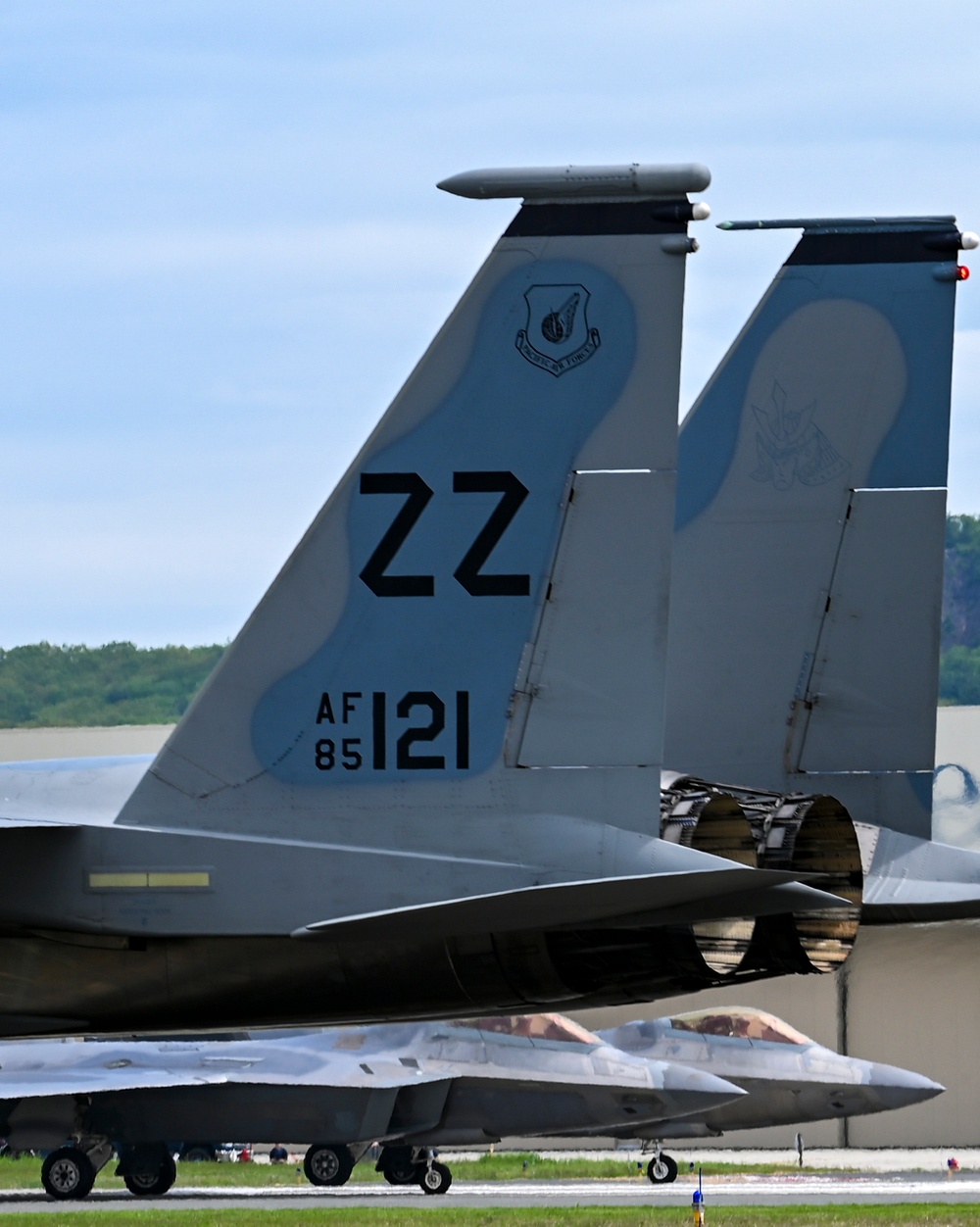 F-22 Raptor's from 1st Fighter Wing conduct takeoffs at Barnes Air National Guard Base