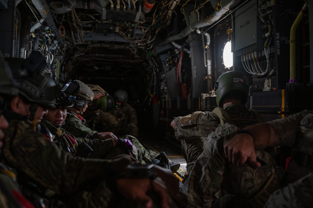Balikatan 25: 353 SOW and AFP conduct MFF from a CV-22 Osprey