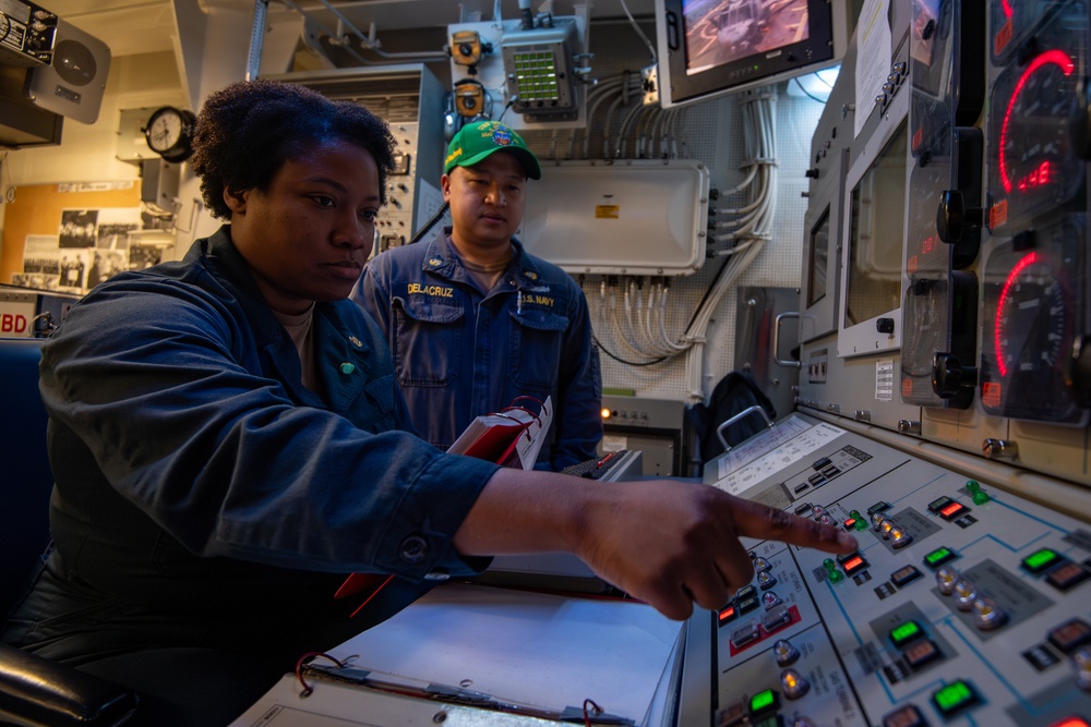 USS Gridley Engineering Drill