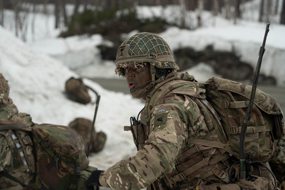 Soldiers conduct force-on-force combat training for Swift Response during DEFENDER 25