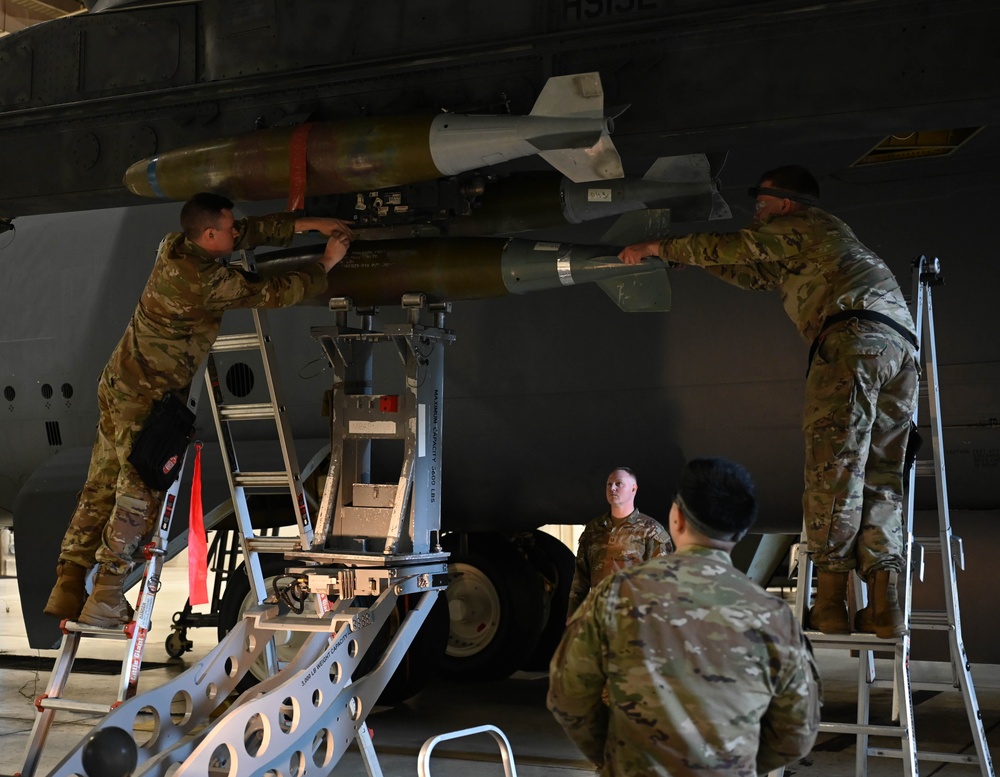 Airmen from the 23rd Bomber Generation Squadron compete in 1st Quarter Load Competition