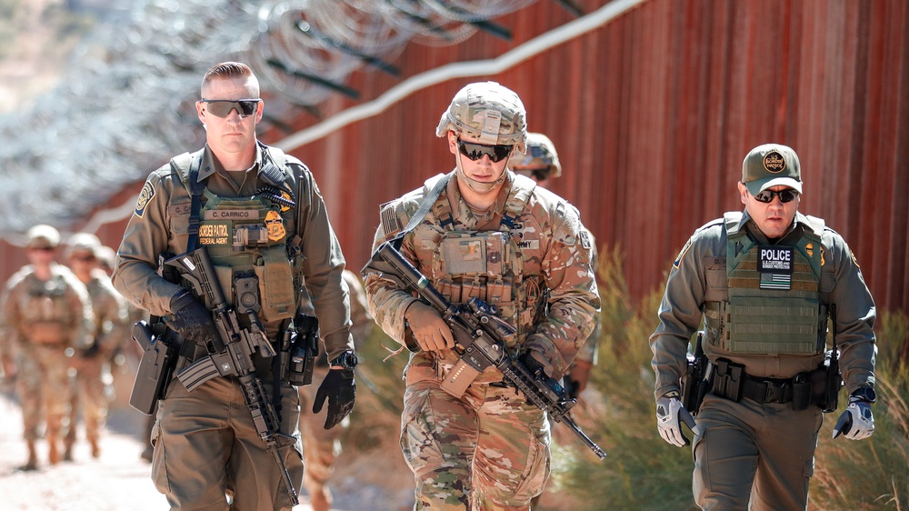 U.S. Soldiers conduct joint patrol with Border Patrol