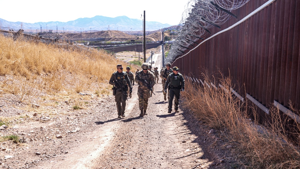 U.S. Soldiers conduct joint patrol with Border Patrol