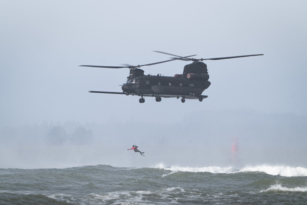 Over water rescue training