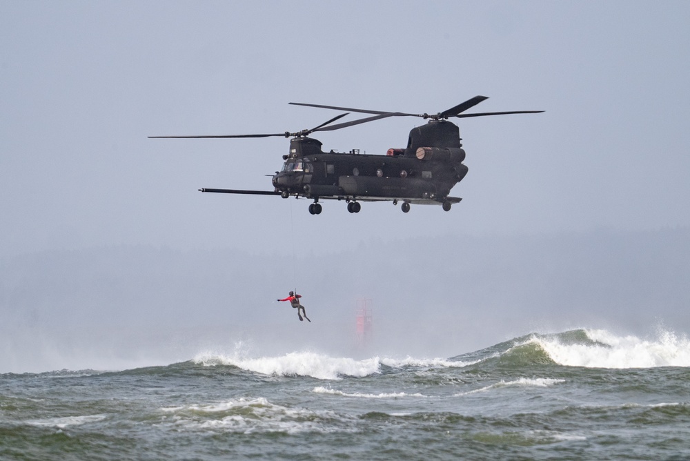 Over water rescue training
