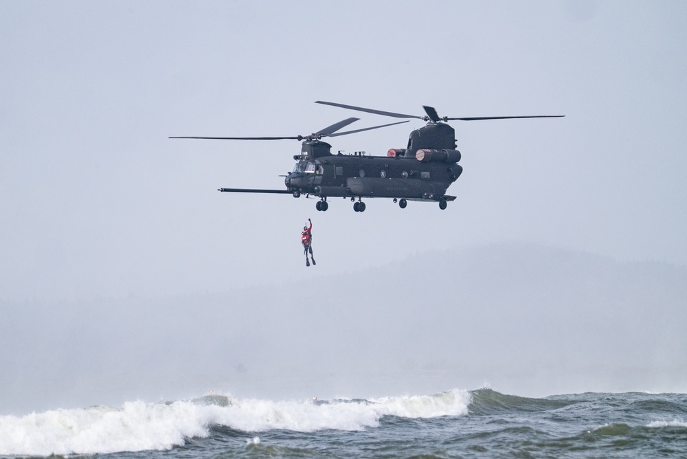 Over water rescue training