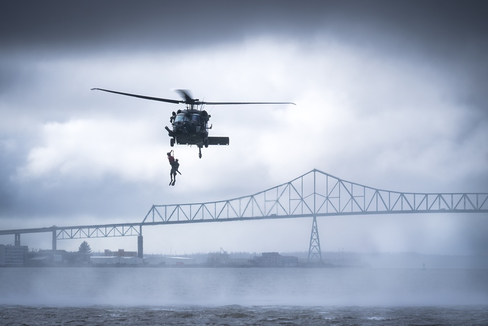 Over water rescue training