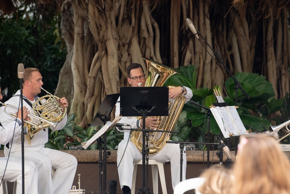 U.S. Pacific Fleet Band Brass Quintet performs at Hale Koa Hotel