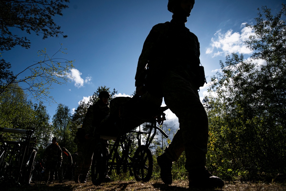 512th Field Hospital conducts mass casualty exercise with partner nation medics at Vepriai Rocket Base during DEFENDER 2025