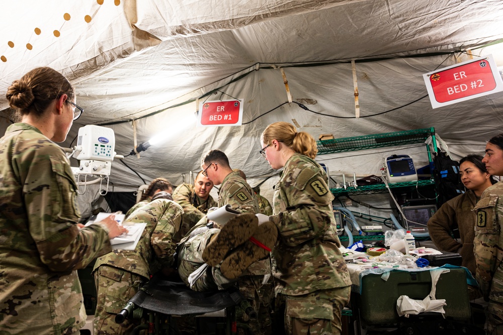 512th Field Hospital conducts mass casualty exercise with partner nation medics at Vepriai Rocket Base during DEFENDER 2025