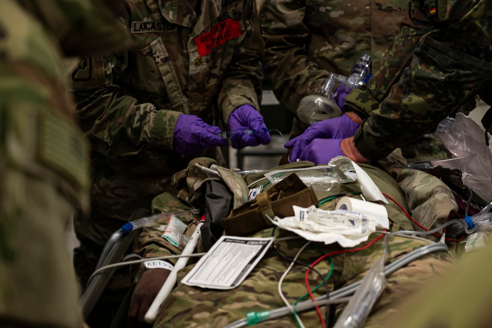 512th Field Hospital conducts mass casualty exercise with partner nation medics at Vepriai Rocket Base during DEFENDER 2025