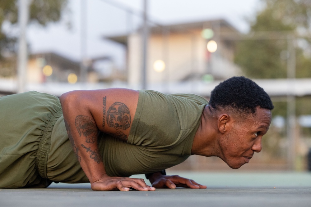 MRF-D 25.3: Marines participate in Headquarters Company physical training event