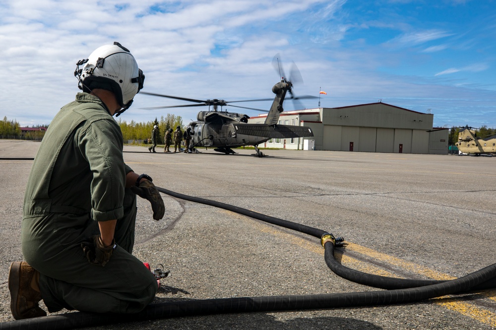 U.S. Marines conduct air-delivered ground refueling during Kodiak Mace 25