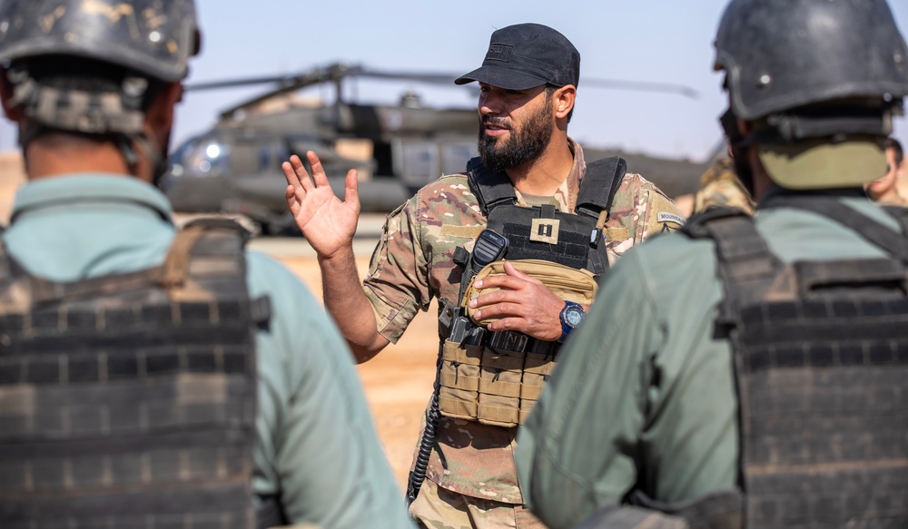 Syrian Partner Commander Briefs Troops Ahead of Joint Air Assault Training with U.S. Army