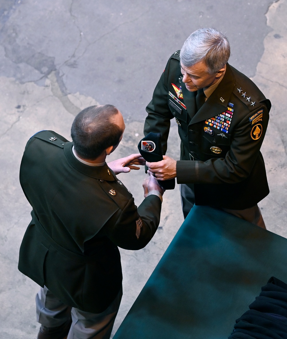 Students Graduate Special Forces Training, Don Green Beret at Regimental First Formation