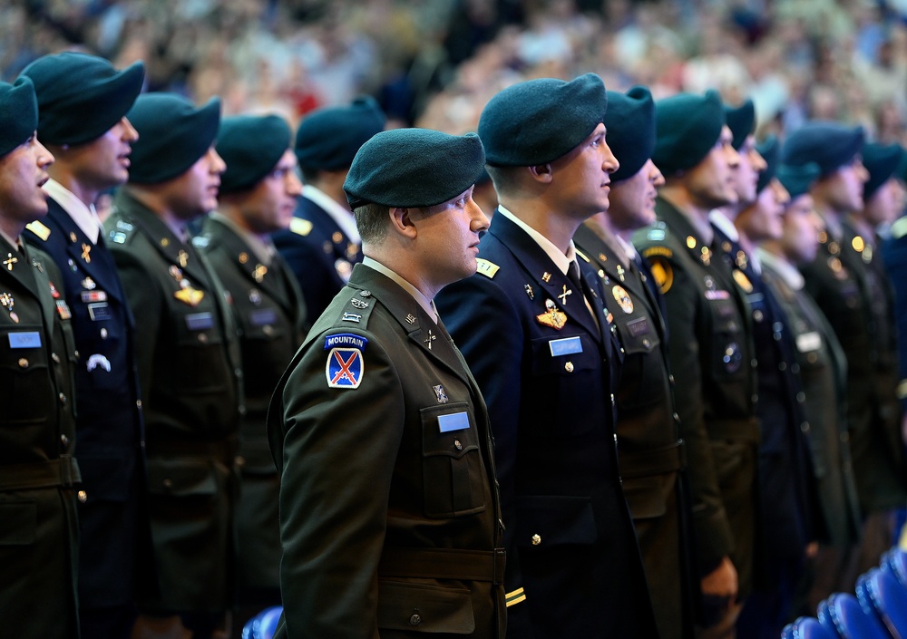 Students Graduate Special Forces Training, Don Green Beret at Regimental First Formation