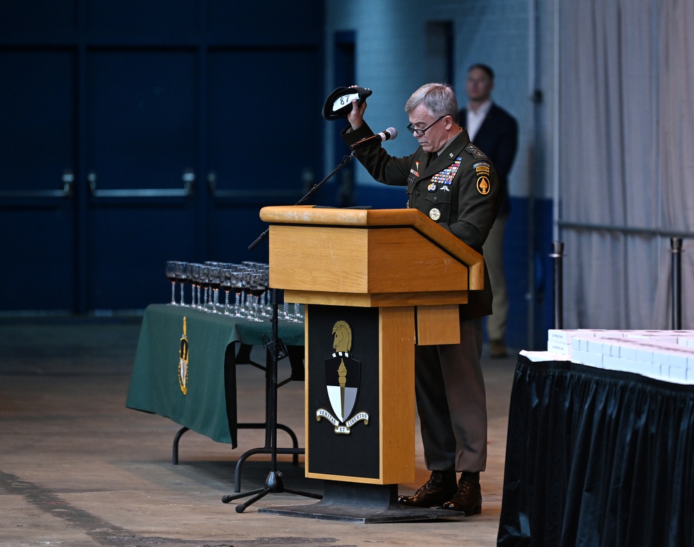 Students Graduate Special Forces Training, Don Green Beret at Regimental First Formation