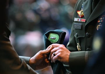 Students Graduate Special Forces Training, Don Green Beret at Regimental First Formation