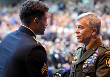 Students Graduate Special Forces Training, Don Green Beret at Regimental First Formation