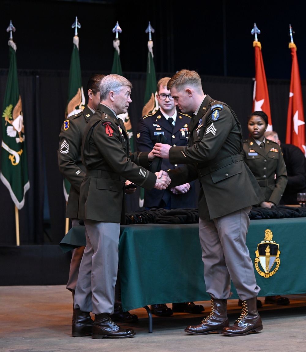 Students Graduate Special Forces Training, Don Green Beret at Regimental First Formation