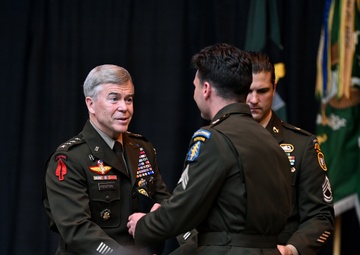 Students Graduate Special Forces Training, Don Green Beret at Regimental First Formation