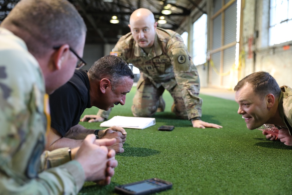 301st HHD spring into action during the ACFT in support of their annual training exercise