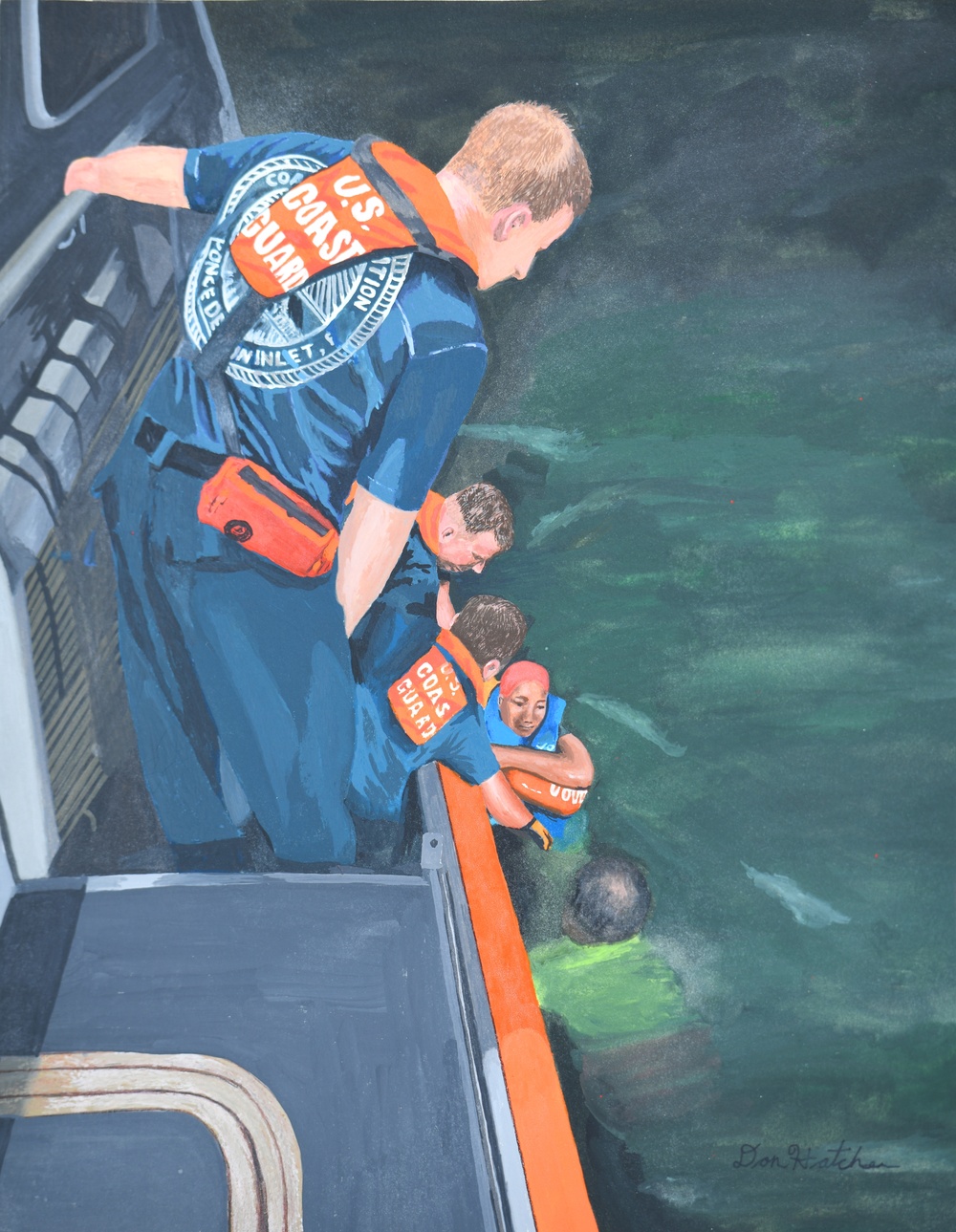 US Coast Guard Art Program 2025 Collection, Object Id #202512, &quot;A Coast Guard rescue,&quot; Don Hatcher