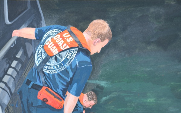 US Coast Guard Art Program 2025 Collection, Object Id #202512, "A Coast Guard rescue," Don Hatcher
