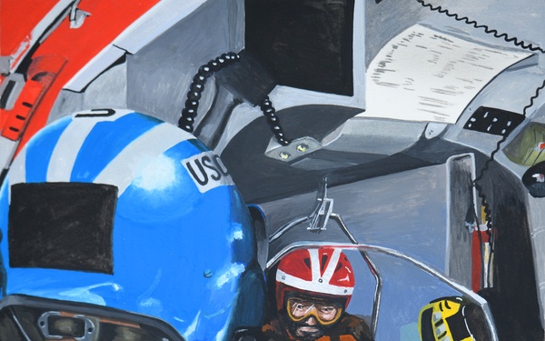 US Coast Guard Art Program 2025 Collection, Object Id #202513, "Coast Guard medevacs a survey vessel member," Don Hatcher